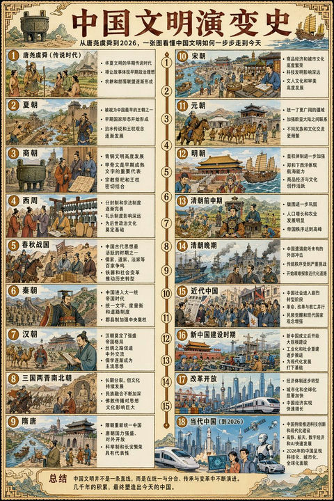 产品视觉 GPT Image 2 提示词：中国文明演变史长卷