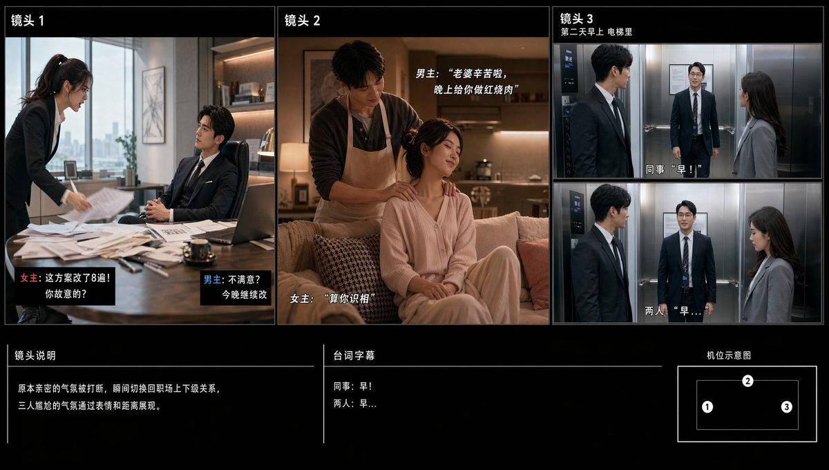 产品视觉 GPT Image 2 提示词：Chinese Drama Storyboard Sheet