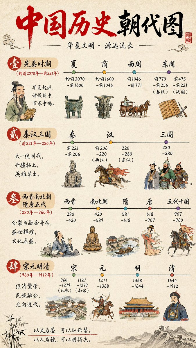 信息图 GPT Image 2 提示词：Chinese History Timeline Infographic