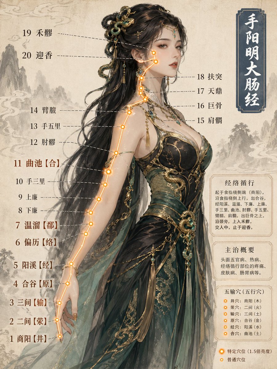 信息图 GPT Image 2 提示词：Chinese Medicine Meridian Infographic