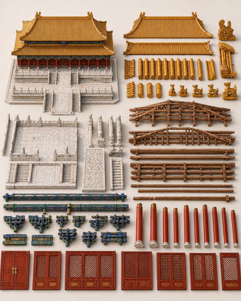 界面稿 GPT Image 2 提示词：Chinese Palace Components Board