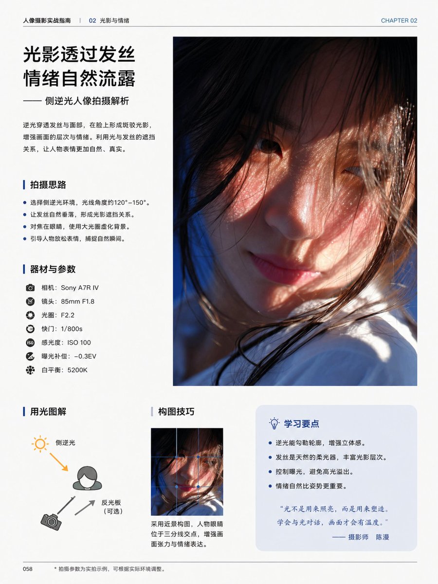 信息图 GPT Image 2 提示词：Chinese Photography Tutorial Book Page