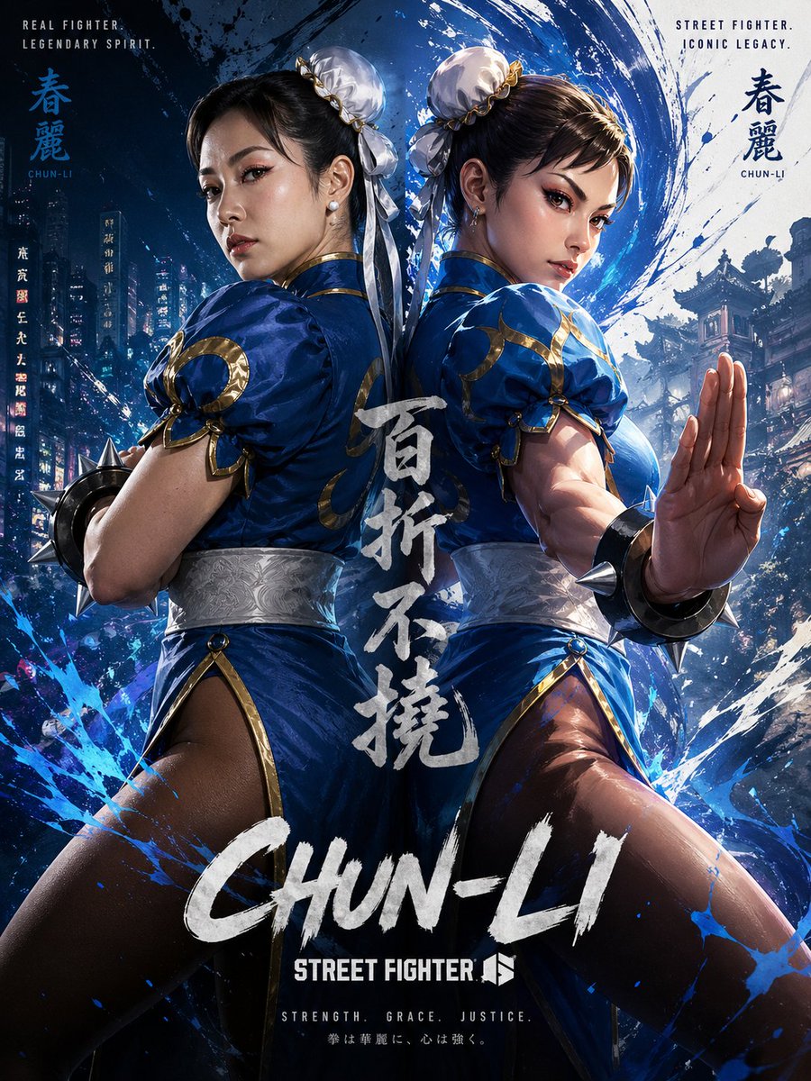 产品视觉 GPT Image 2 提示词：Chun-Li Digital vs Real Poster