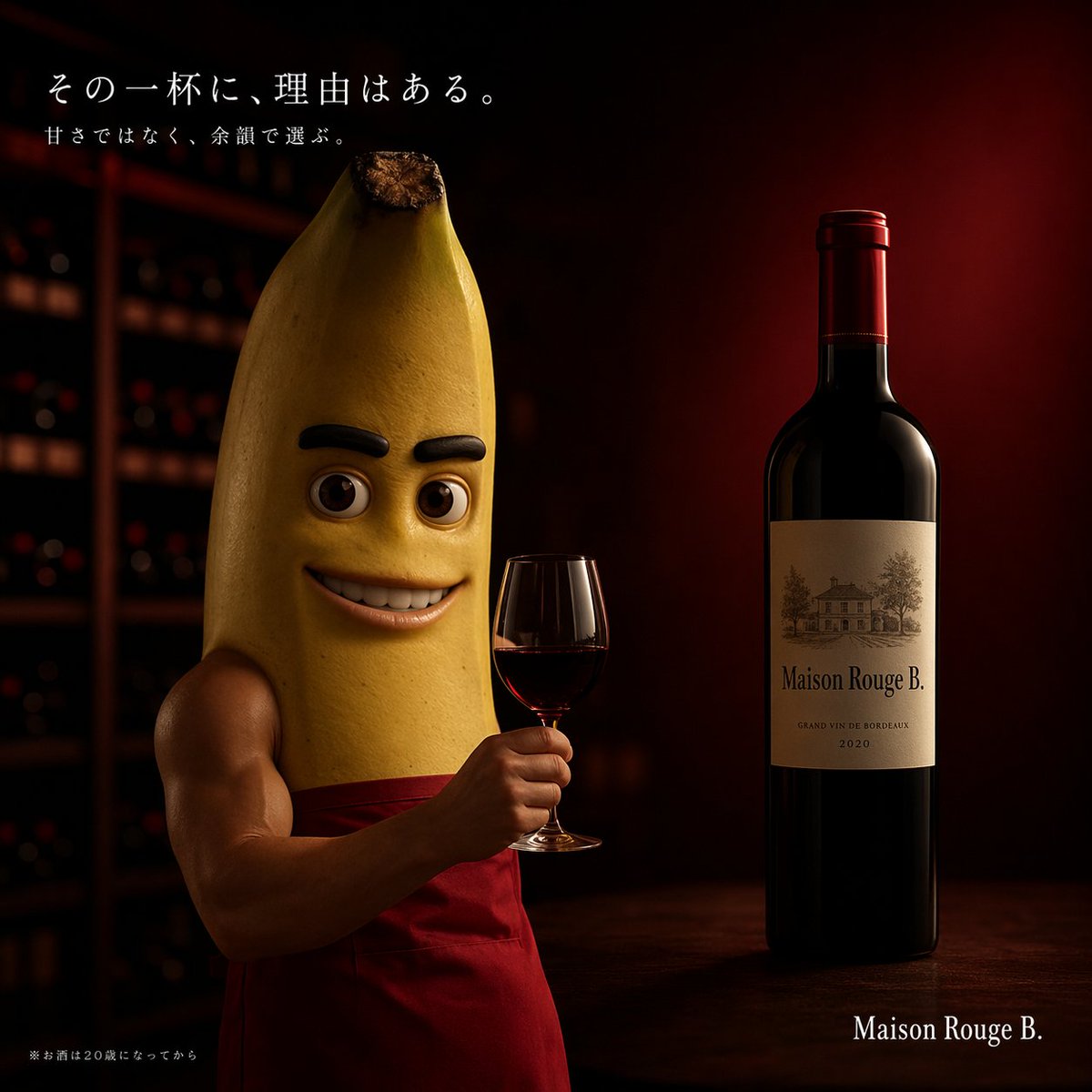 产品视觉 GPT Image 2 提示词：Cinematic Banana Wine Advertisement