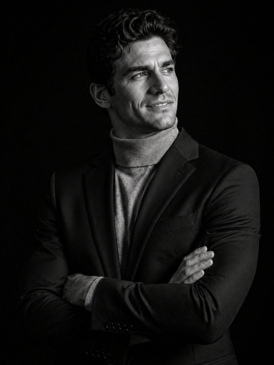 产品视觉 GPT Image 2 提示词：Cinematic Black and White Studio Portrait