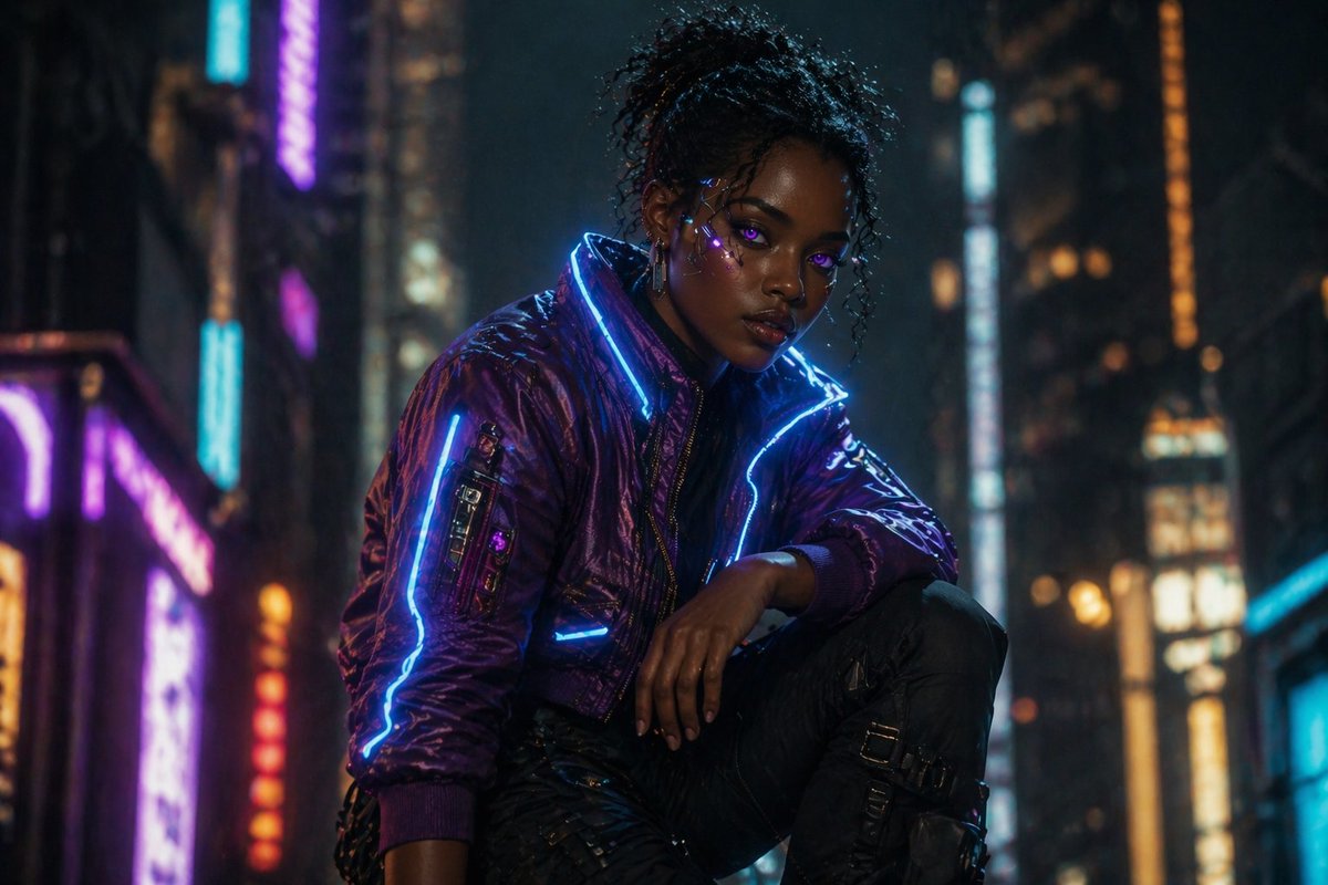界面稿 GPT Image 2 提示词：Cinematic Cyberpunk Woman Portrait