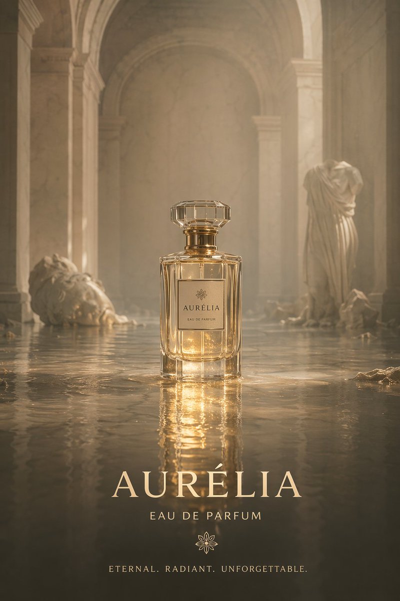 产品视觉 GPT Image 2 提示词：Cinematic Perfume Product Shot in Flooded Ruins