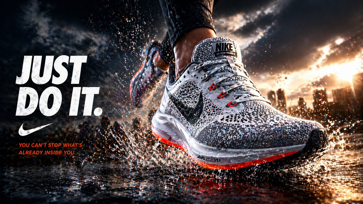产品视觉 GPT Image 2 提示词：Cinematic Running Shoe Ad Poster