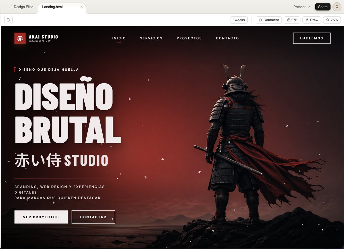 产品视觉 GPT Image 2 提示词：Cinematic Samurai Agency Landing Page