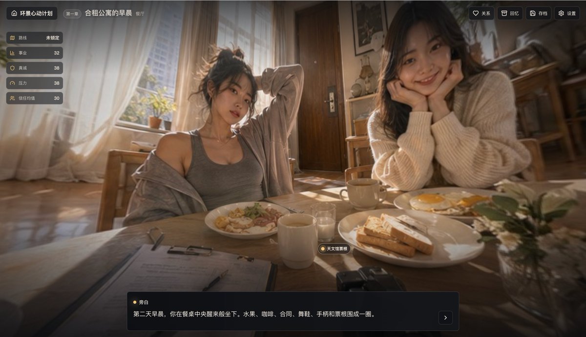 界面稿 GPT Image 2 提示词：Cinematic Shared Apartment Breakfast UI