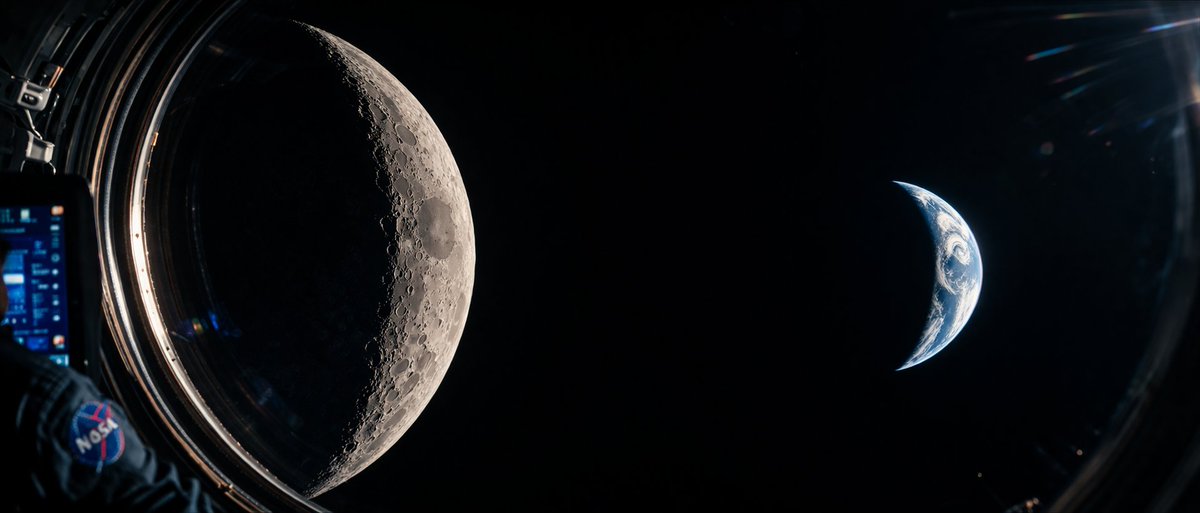 界面稿 GPT Image 2 提示词：Cinematic Spacecraft View of Moon and Earth