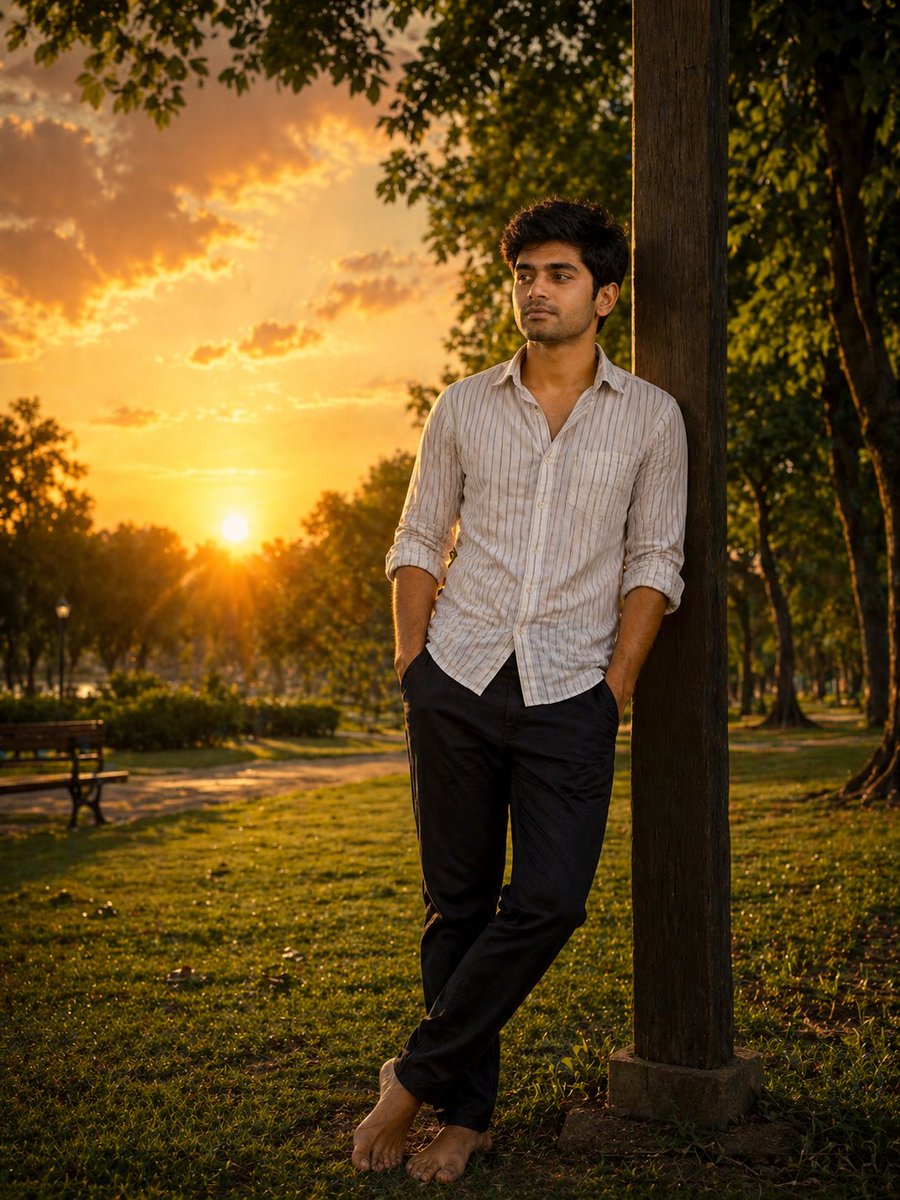 故事绘本 GPT Image 2 提示词：Cinematic sunset park scene