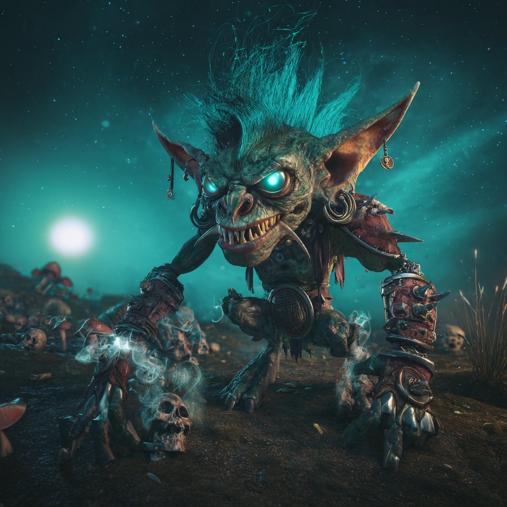 产品视觉 GPT Image 2 提示词：Cinematic Teal Goblin Warrior