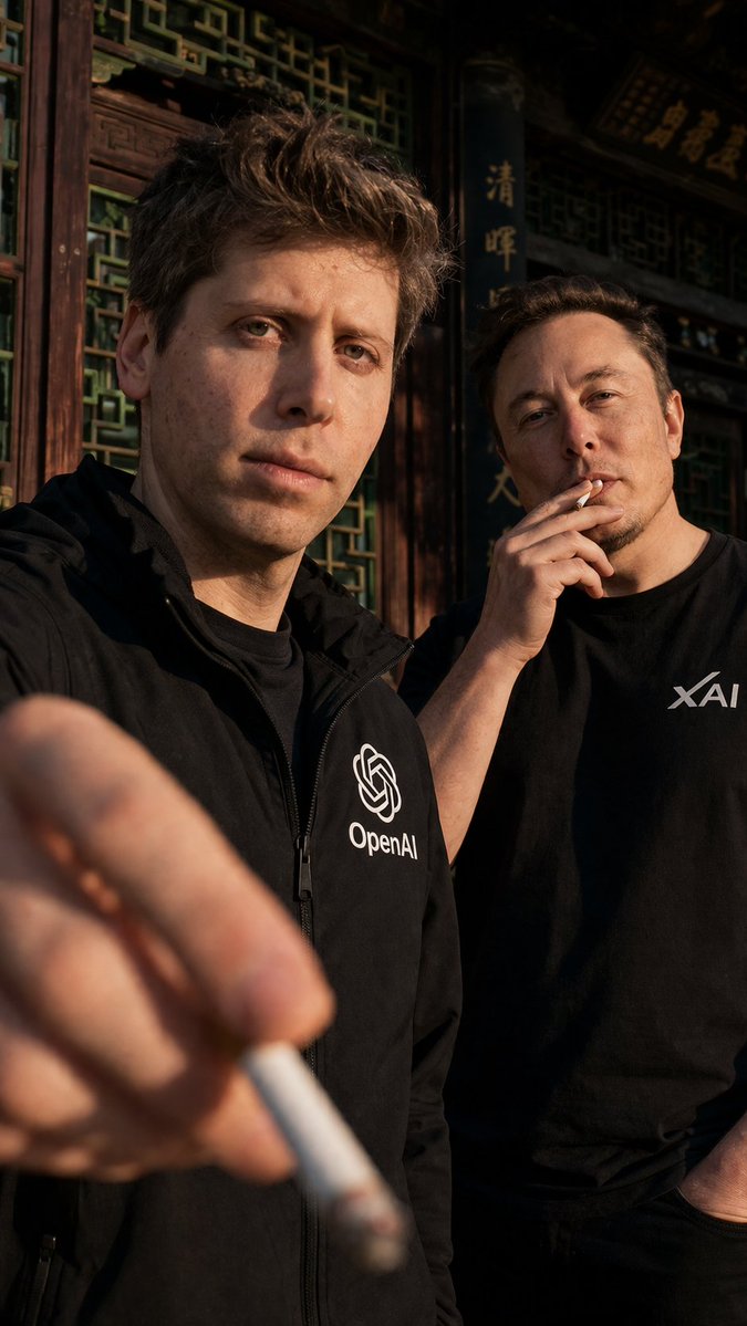 产品视觉 GPT Image 2 提示词：Cinematic Tech Leaders Smoking Portrait