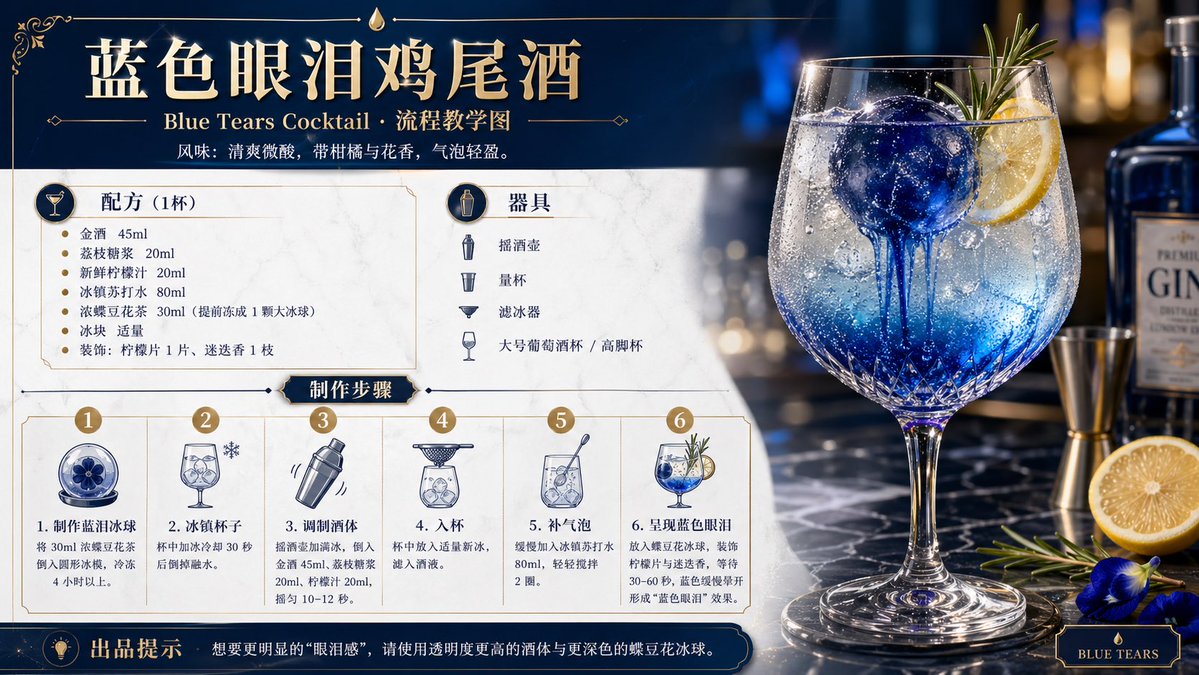 产品视觉 GPT Image 2 提示词：Cocktail Recipe Tutorial and Concept Poster