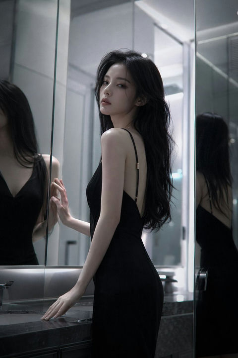 产品视觉 GPT Image 2 提示词：冷艳高级感镜中倒影美女