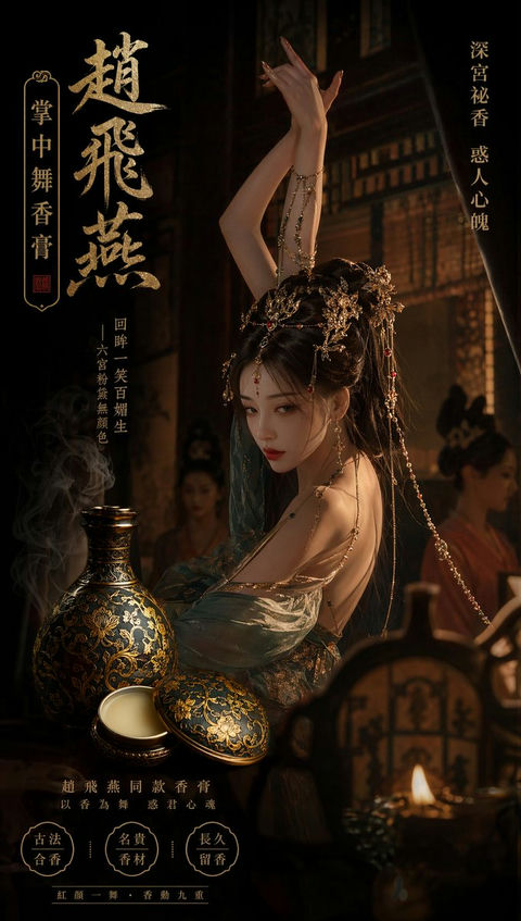 产品视觉 GPT Image 2 提示词：冷艳缠枝莲宫廷香膏广告