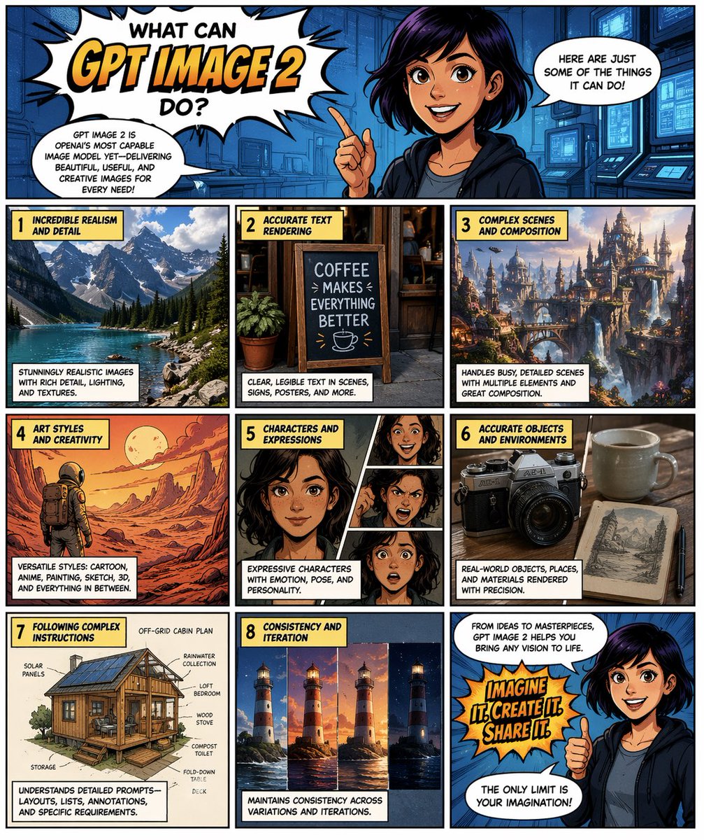 产品视觉 GPT Image 2 提示词：Comic Page for GPT Image 2 Capabilities