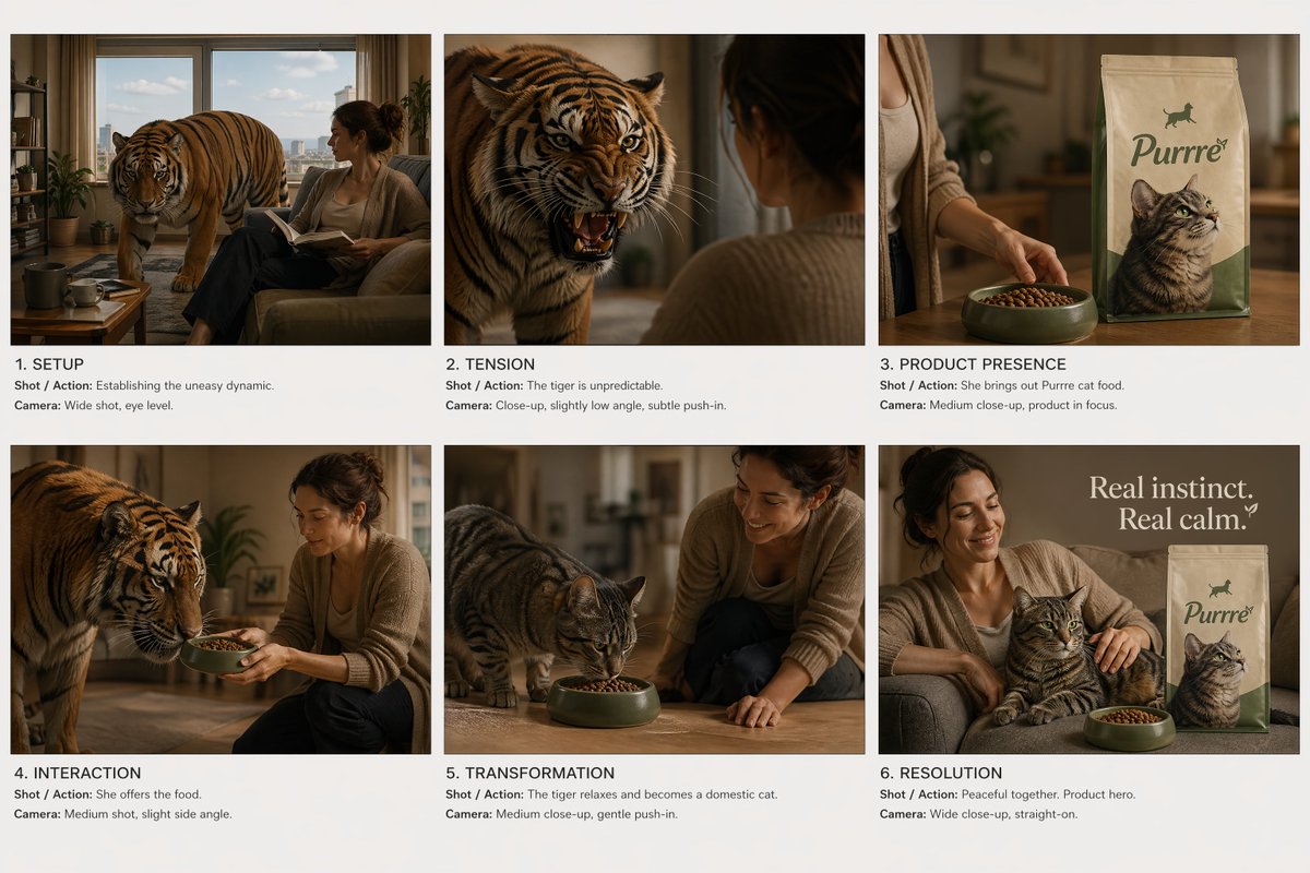 产品视觉 GPT Image 2 提示词：Commercial Ad Storyboard Layout