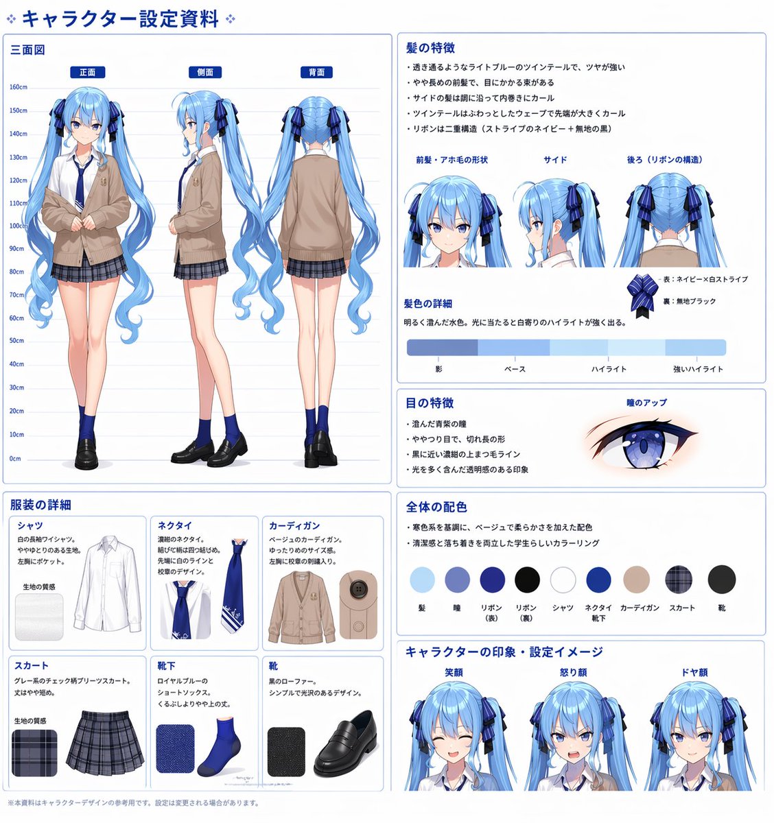 信息图 GPT Image 2 提示词：Comprehensive Anime Character Reference Sheet
