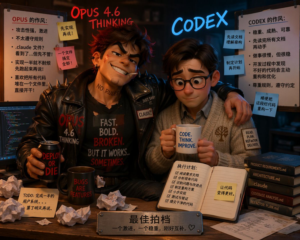 产品视觉 GPT Image 2 提示词：Contrasting Coder Personas Illustration