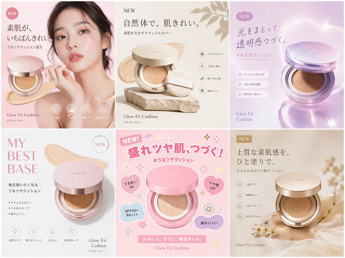 产品视觉 GPT Image 2 提示词：Cosmetic Ad Banner Grid