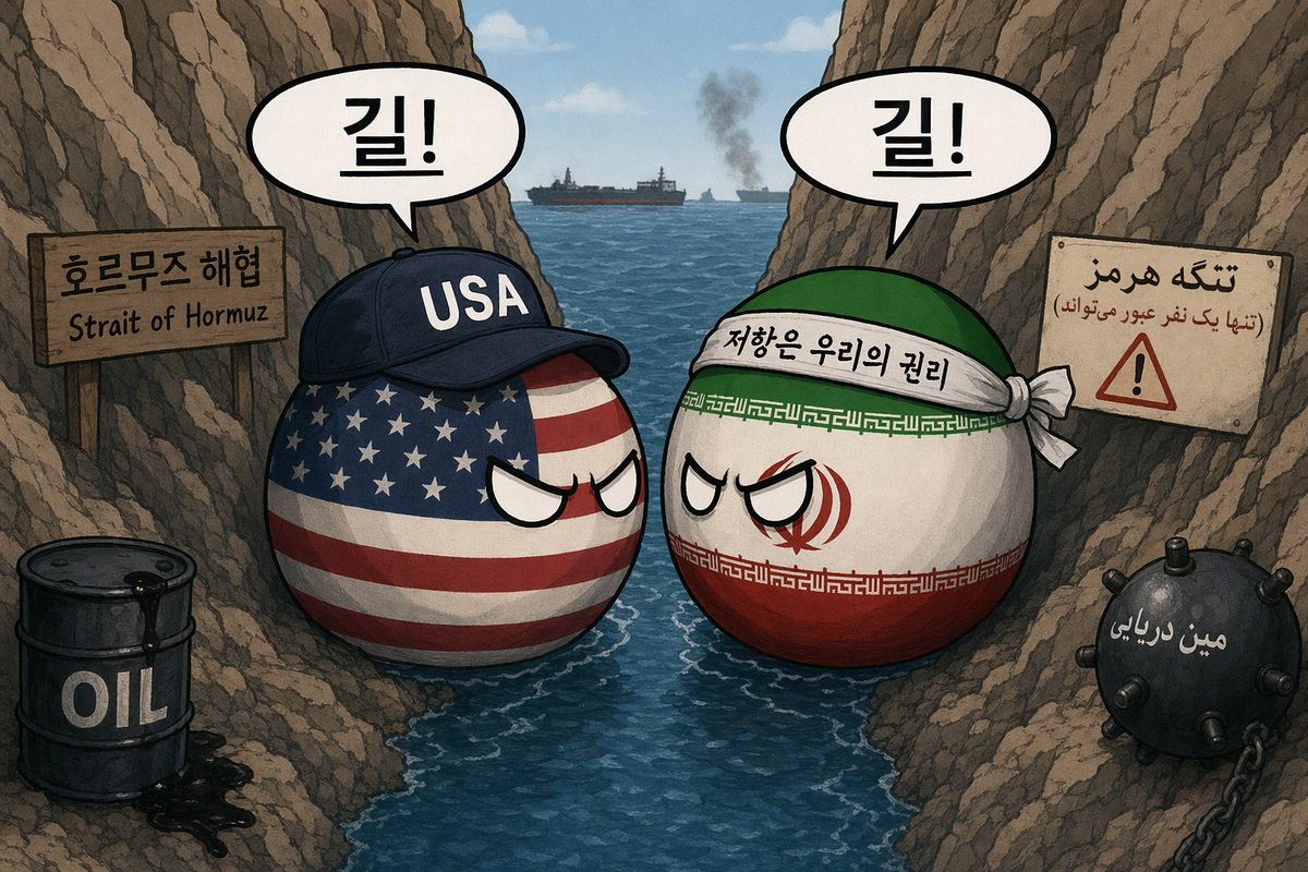 社媒配图 GPT Image 2 提示词：Countryball Strait of Hormuz Standoff
