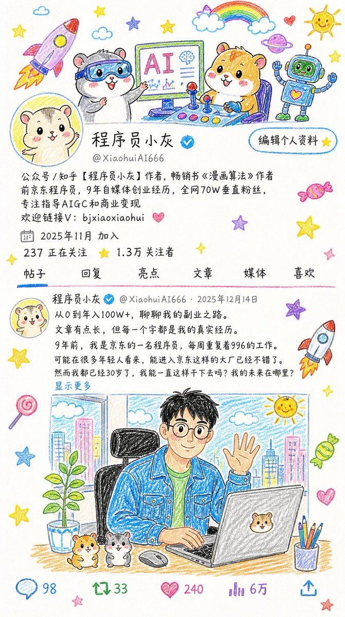 故事绘本 GPT Image 2 提示词：Crayon Drawing Style Redraw