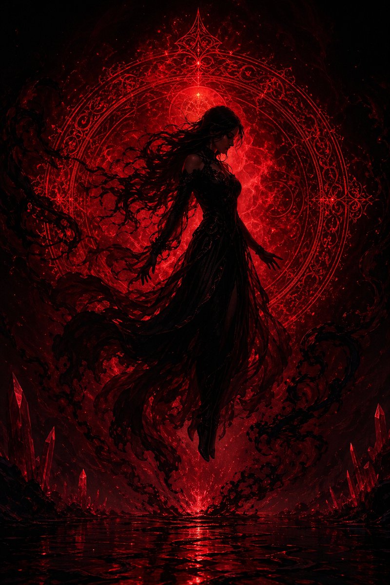 产品视觉 GPT Image 2 提示词：Crimson Dark Sorceress Ritual
