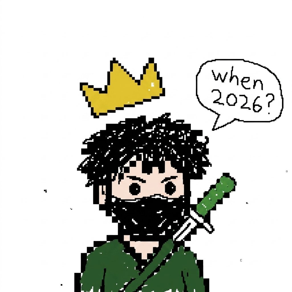 角色设定 GPT Image 2 提示词：Crowned Pixel Ninja Meme