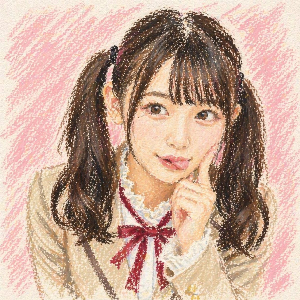 产品视觉 GPT Image 2 提示词：Cute Oil Pastel Schoolgirl Portrait
