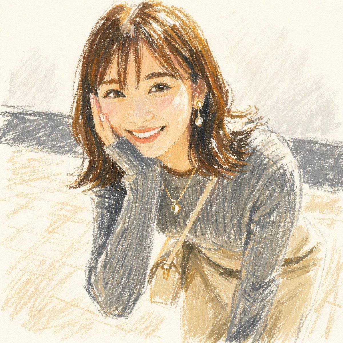 产品视觉 GPT Image 2 提示词：Cute Oil Pastel Woman Portrait