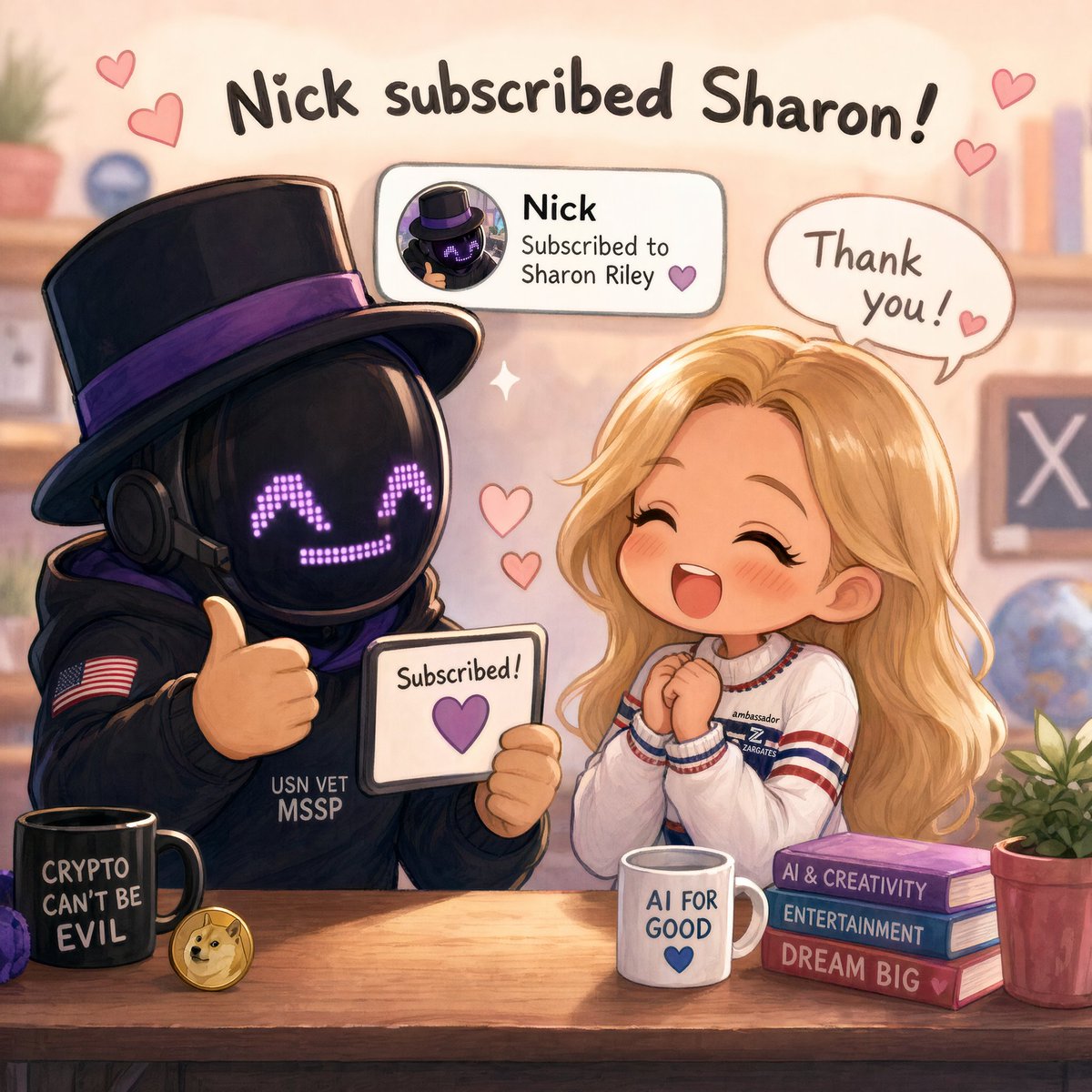 角色设定 GPT Image 2 提示词：Cute Subscription Celebration Illustration
