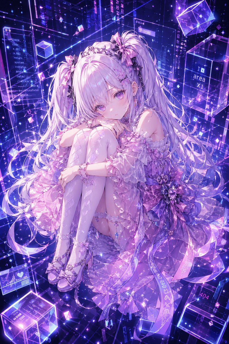 界面稿 GPT Image 2 提示词：Cyber Crystal Anime Girl Portrait