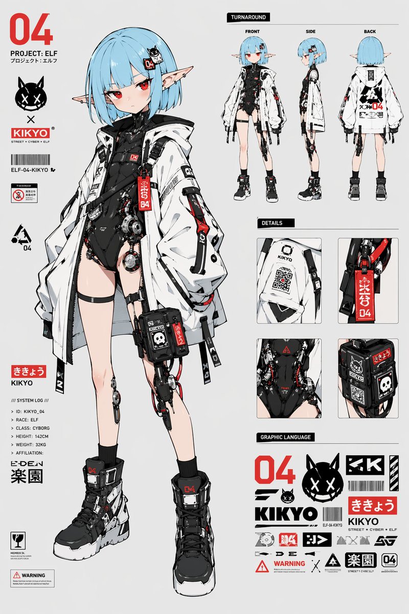 产品视觉 GPT Image 2 提示词：Cyber Elf Girl Reference Sheet