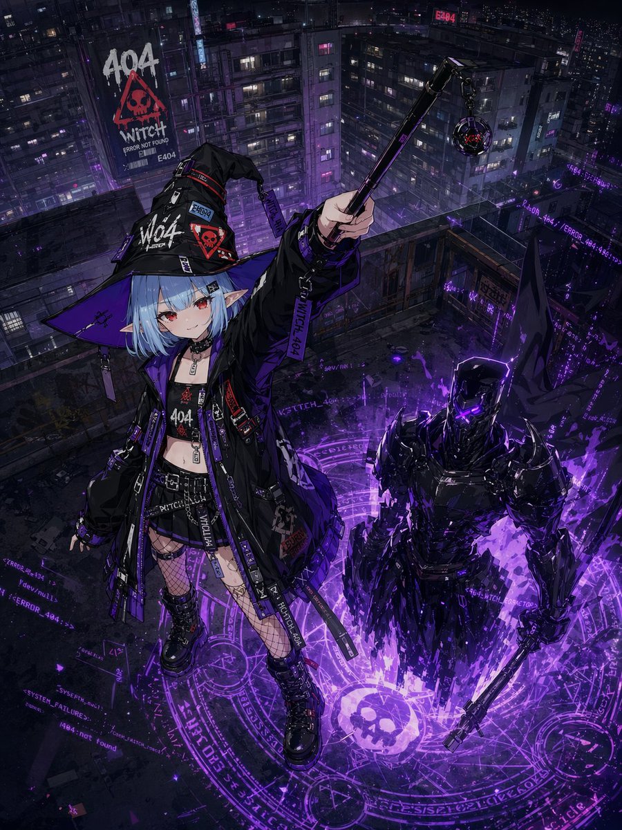 产品视觉 GPT Image 2 提示词：Cyberpunk 404 Witch Summoning