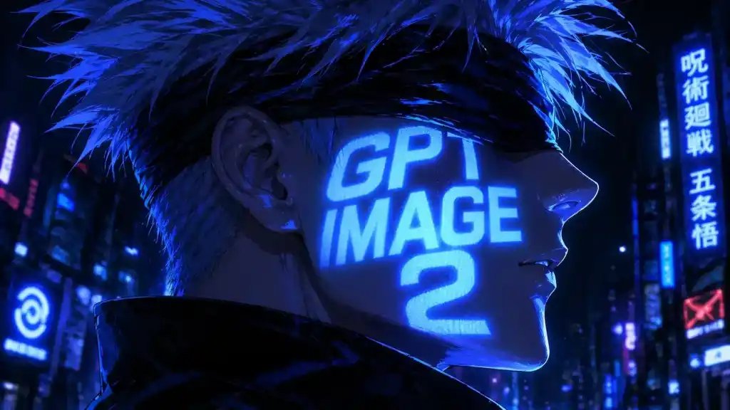 产品视觉 GPT Image 2 提示词：Cyberpunk Anime Portrait with Neon Face Text