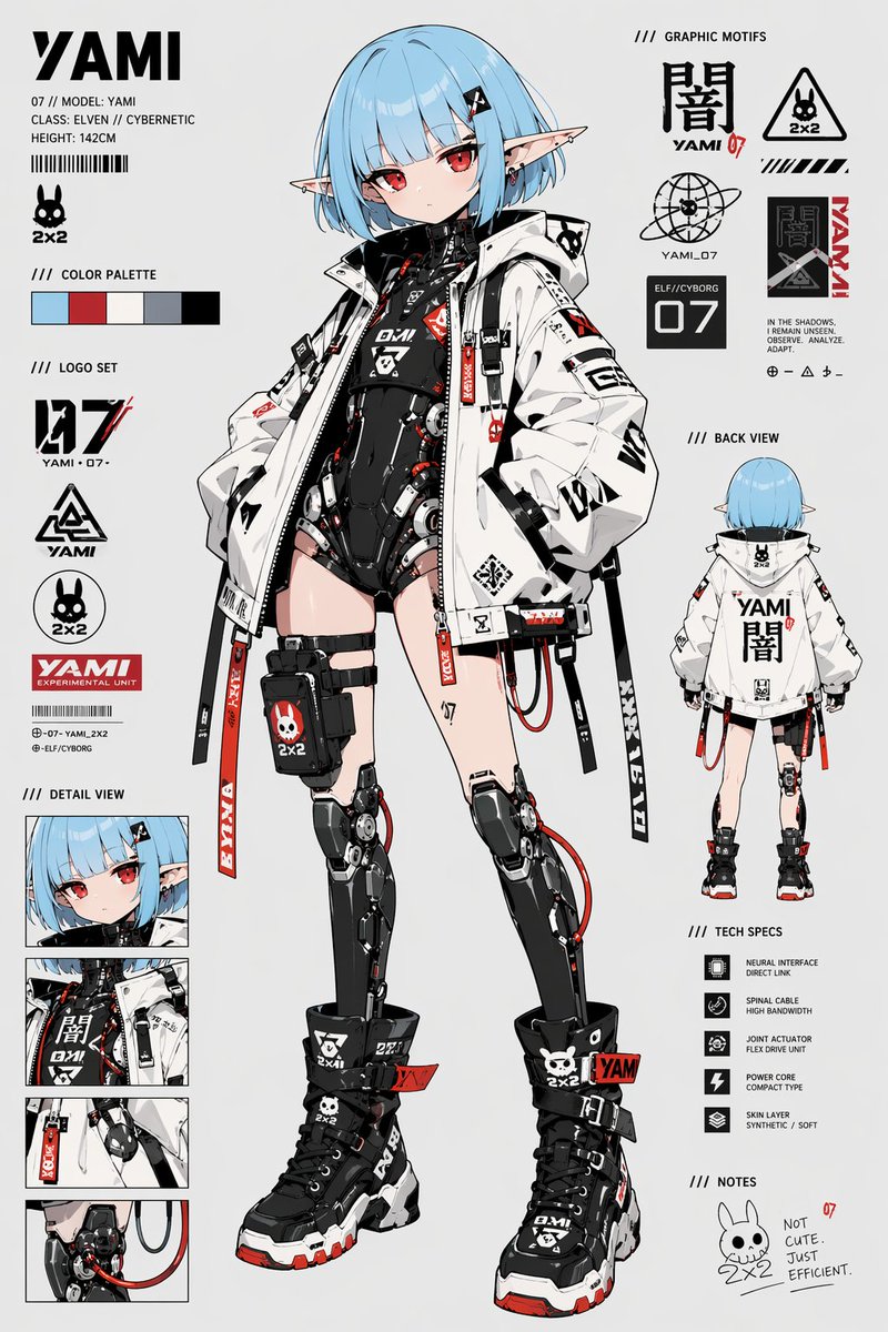 界面稿 GPT Image 2 提示词：Cyberpunk Elf Android Reference Sheet