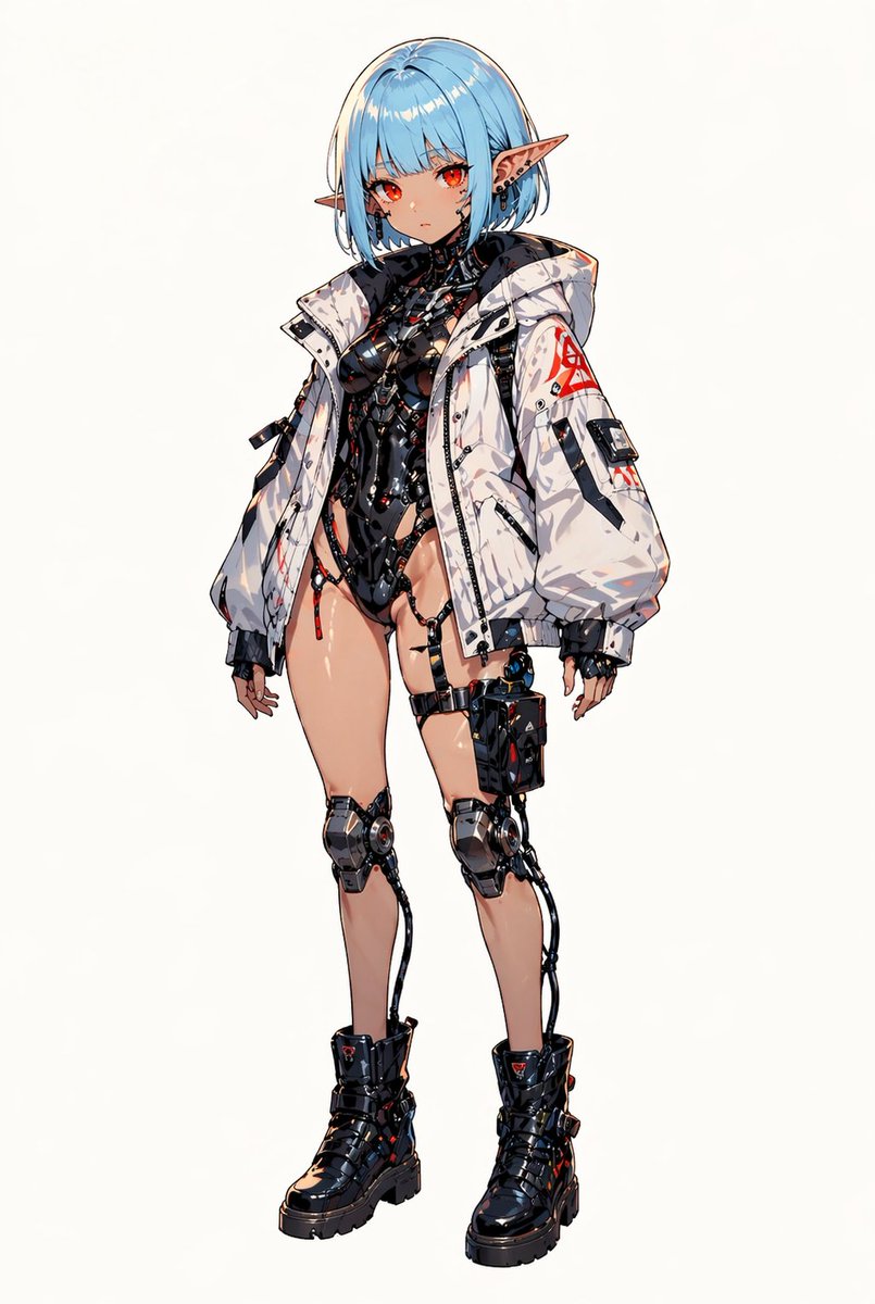 产品视觉 GPT Image 2 提示词：Cyberpunk Elf Girl Full-Body Portrait