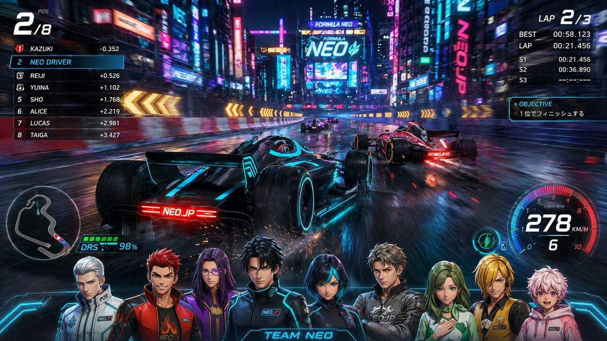 产品视觉 GPT Image 2 提示词：Cyberpunk Formula Neo Racing HUD