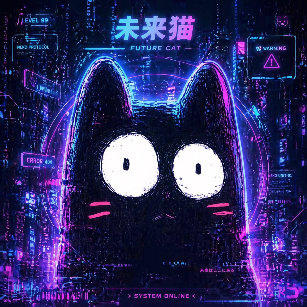 产品视觉 GPT Image 2 提示词：Cyberpunk Future Cat Neon Poster