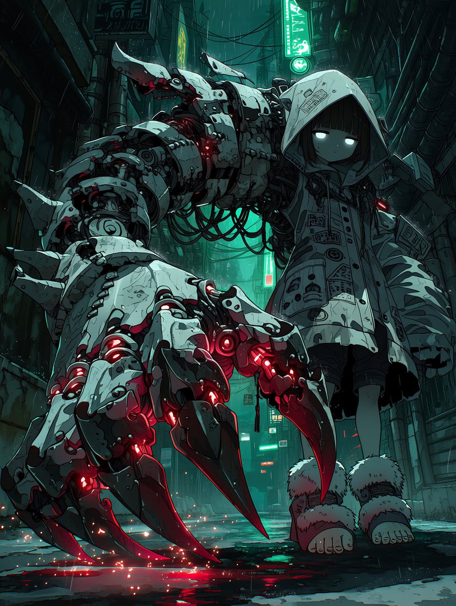 信息图 GPT Image 2 提示词：Cyberpunk Girl with Giant Mech Claw