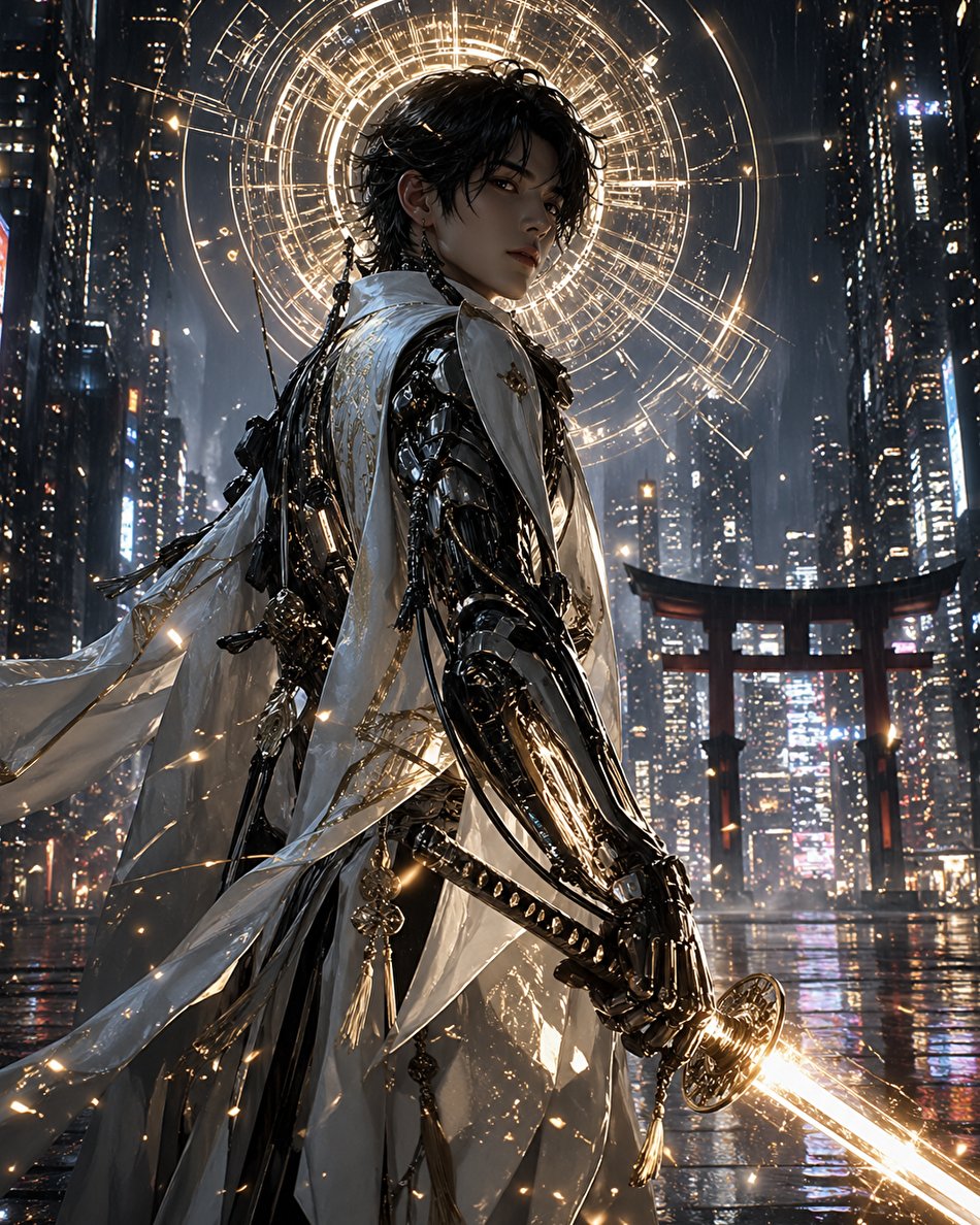 产品视觉 GPT Image 2 提示词：Cyberpunk Izanagi Divine Warrior