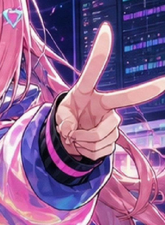 界面稿 GPT Image 2 提示词：Cyberpunk Pink-Haired Idol Peace Sign