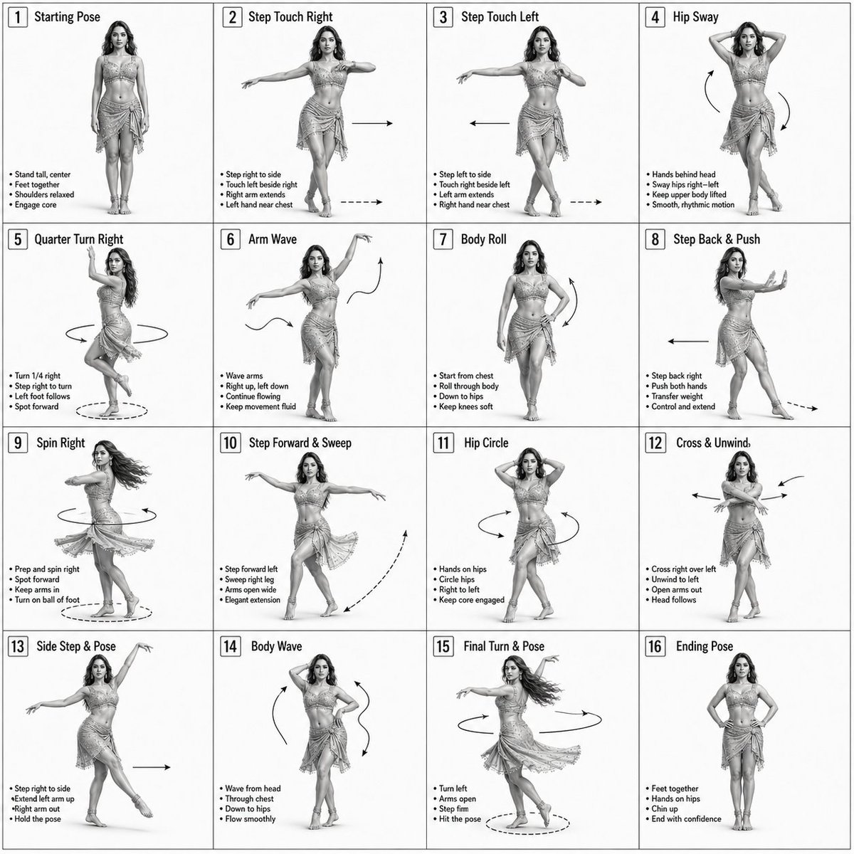 信息图 GPT Image 2 提示词：Dance Choreography Instruction Sheet