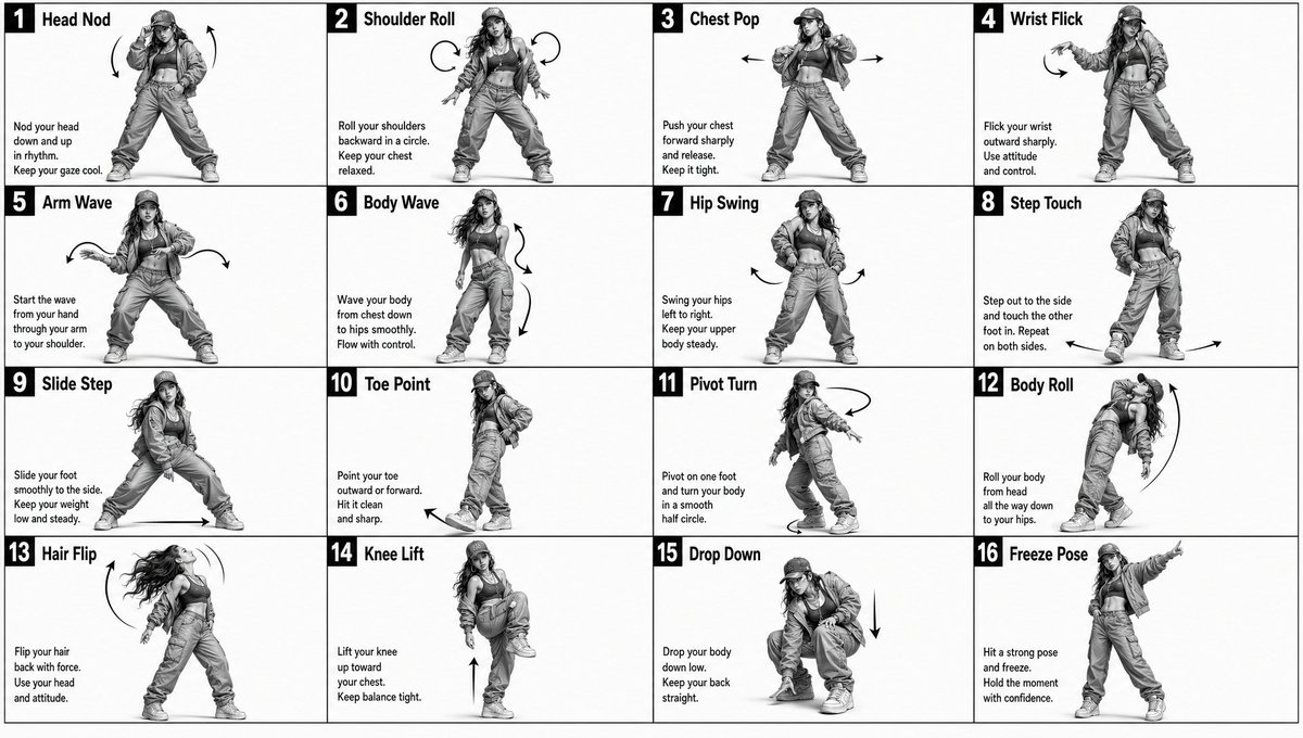 信息图 GPT Image 2 提示词：Dance Movement Reference Sheet