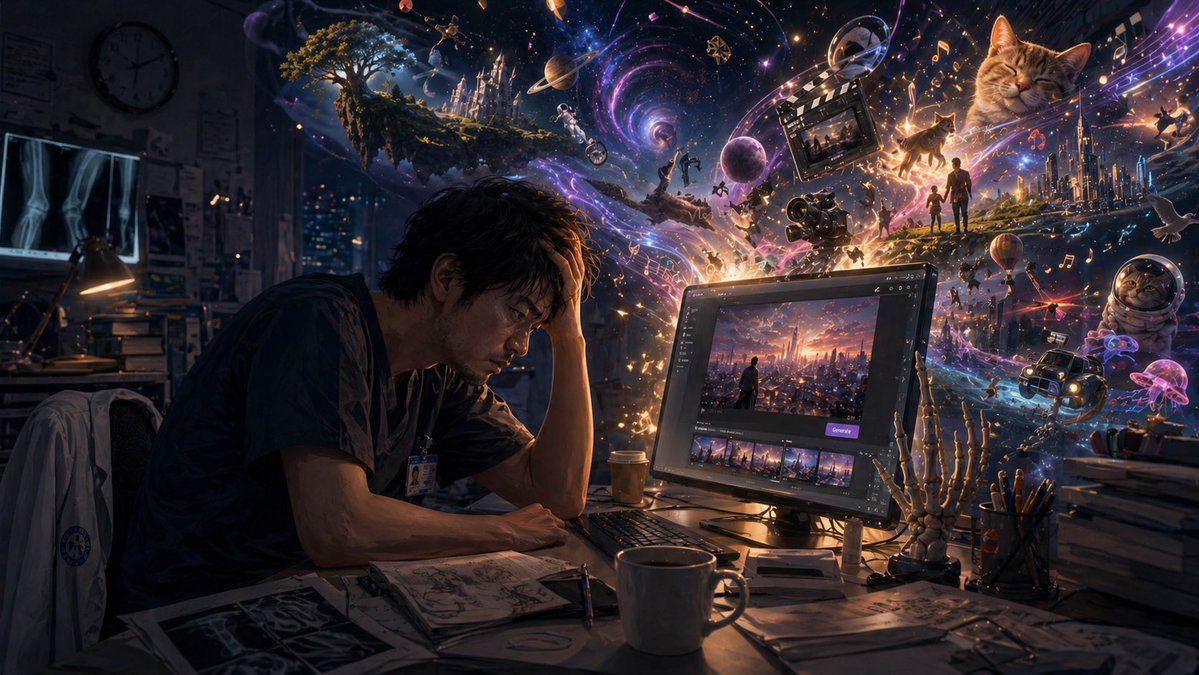 产品视觉 GPT Image 2 提示词：Dark Creative Overload at Night