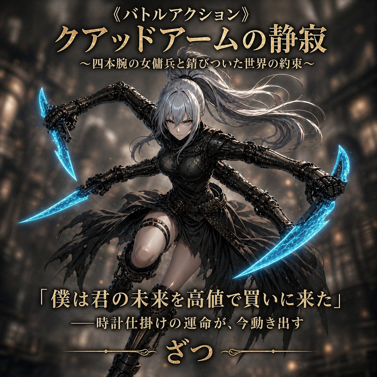 界面稿 GPT Image 2 提示词：Dark Fantasy Four-Armed Heroine Cover
