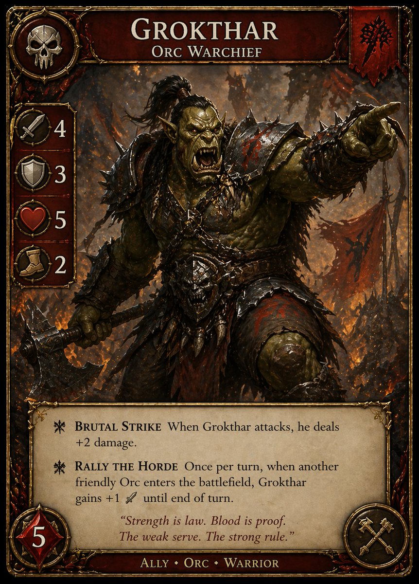 界面稿 GPT Image 2 提示词：Dark Fantasy Orc Warchief TCG Card
