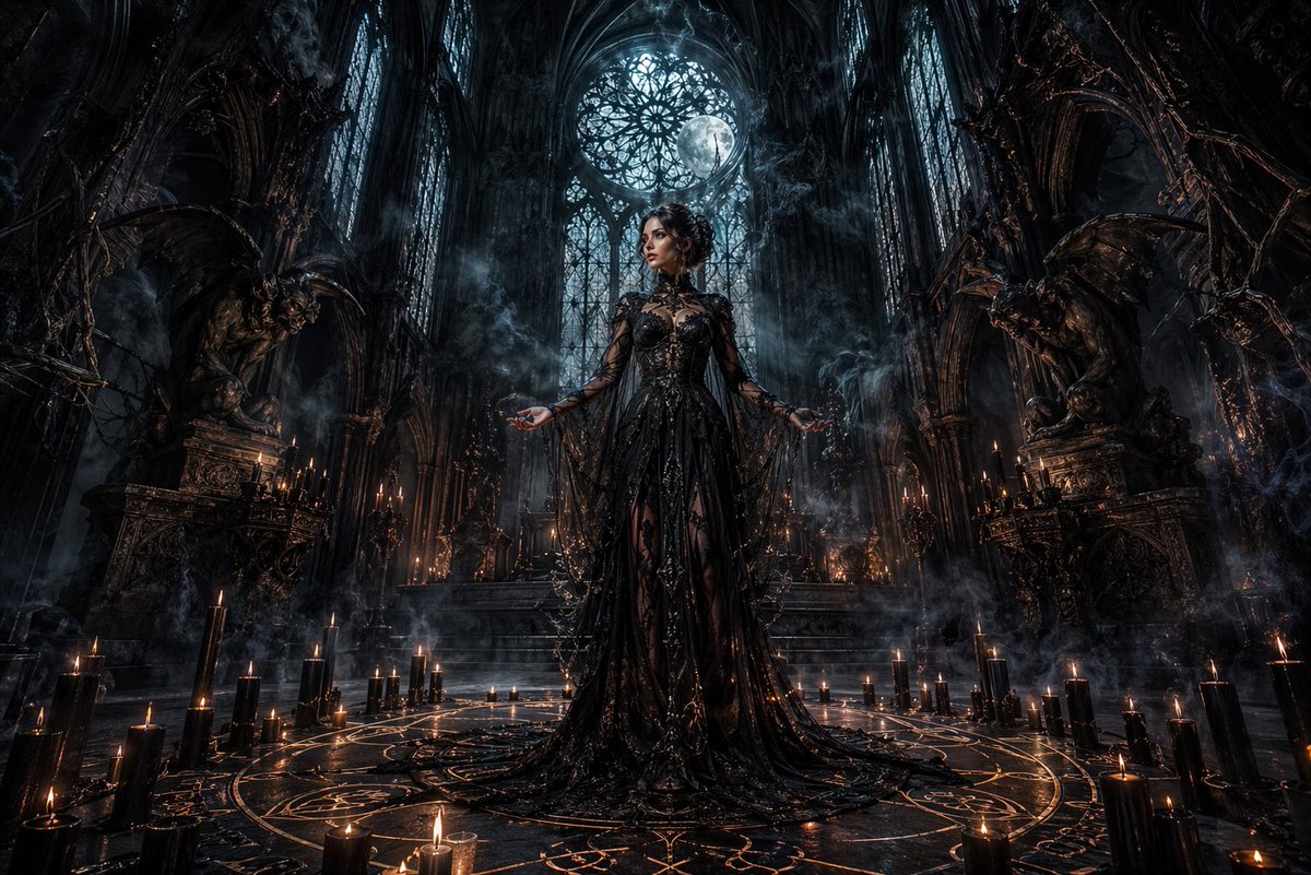 产品视觉 GPT Image 2 提示词：Dark Gothic Ritual in Cathedral